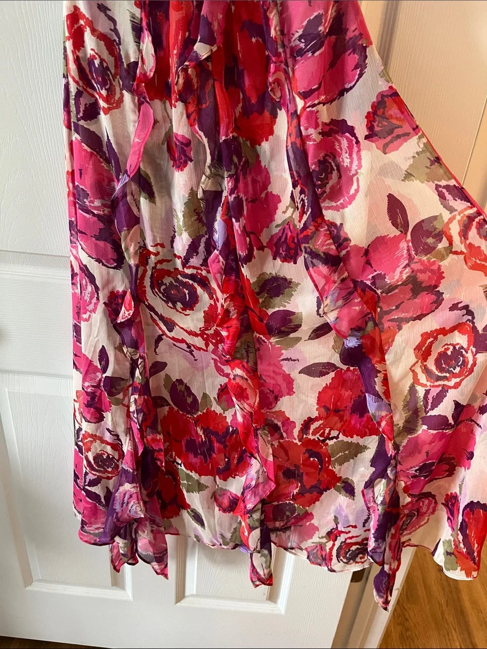 Misa Los Angeles Pink & Red Floral Tie-Shoulder Maxi Dress - Picture 2 of 8